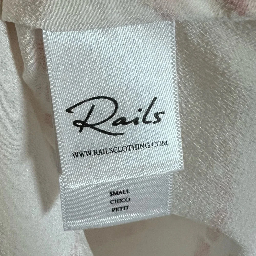 NWOT Rails Val Tie-dye Pink White Silk Button-down Shirt Tie Bottom Casual Small - Picture 10 of 14